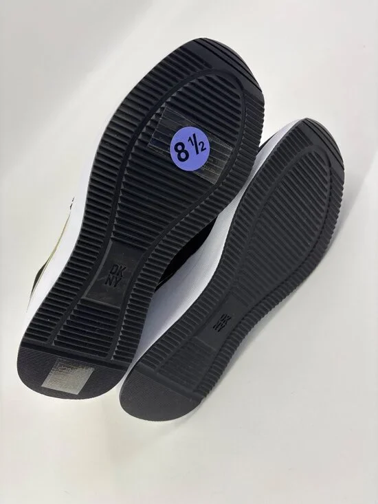 DKNY Palma Slip On Wedge Fabric Sneakers Black Gold Accents Size 8.5 NWOB - Picture 7 of 8